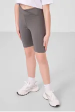 Tommylife Toptan V Yaka Kemer Detaylı Standart Fit Performans Kız Çocuk Tayt Takım 75187 Beyaz Koyu Gri