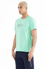 Tommylife Wholesale Boris Crew Neck Standard Fit Printed Men's T-Shirt 88206 Aqua Green