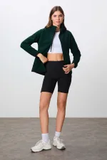 Tommylife Wholesale Hooded Standard Fit Zip-Up Women's Fleece Sweatshirt 97287 Pine Green