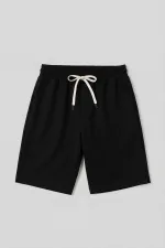 Short noir basique pour homme Tommylife, coupe standard, avec poches arrière - 88314
