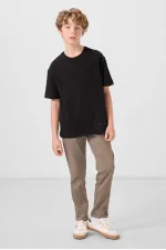 Tommylife Wholesale Cotton Soft Textured Oversize Basic Boys' T-Shirt 11297 Black