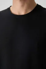 Tommylife Toptan O Yaka Oversize Basic Erkek T-Shirt 88379 Siyah