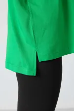 Tommylife Toptan O Yaka Oversize Basic Kadın T-Shirt 97285 Yeşil