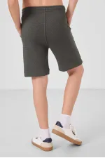Short basique pour garçon Tommylife, en coton doux texturé, coupe standard, couleur kaki, référence 11289