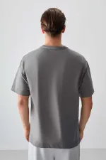 Tommylife Wholesale Crew Neck Oversize Basic Men's T-Shirt 88353 Dark Gray