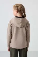 Sweat-shirt à capuche en polaire Tommylife pour filles de 7 à 15 ans, coupe standard, réf. 75152, beige foncé