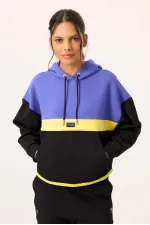 Ensemble de survêtement Tommylife Wholesale noir à capuche et blocs de couleur pour femme - 95327