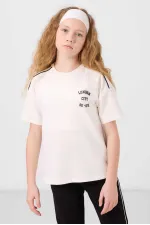 Ensemble de survêtement Tommylife Wholesale pour filles, col rond imprimé, ourlet élastiqué, coupe standard, réf. 75186, écru et noir