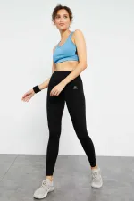 Tommylife Toptan Siyah Yüksek Bel Toparlayıcı Slim Fit Dar Paça Kadın Tayt - 94011