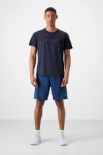 Tommylife Toptan O Yaka Standart Kalıp Aktif Spor Erkek T-Shirt 88385 Lacivert