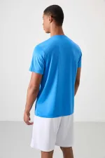 Tommylife Toptan O Yaka Standart Kalıp Aktif Spor Erkek T-Shirt 88385 Saks