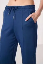 Pantalon palazzo pour femme Tommylife Wholesale, doux et texturé, avec poches et surpiqûres apparentes - 94670 Parliament