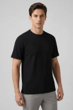 T-shirt homme noir Tommylife Wholesale, coupe confortable, souple et respirant - 88495