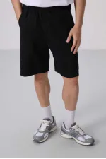 Short chino extensible léger, coupe standard, tissé, Tommylife Wholesale 81290 Noir