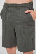 Short basique pour garçon Tommylife, en coton doux texturé, coupe standard, couleur kaki, référence 11289