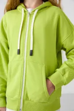 Sweat-shirt à capuche Tommylife pour filles de 7 à 15 ans, coupe standard, vert citron, référence 75149.