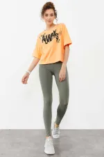 Tommylife Toptan Çağla Yüksek Bel Toparlayıcı Slim Fit Dar Paça Kadın Tayt - 94011