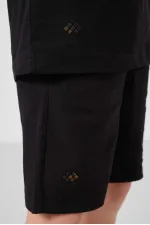 Ensemble short chino garçon Tommylife Wholesale en coton léger et extensible, coupe oversize, noir, réf. 11277