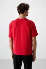 Tommylife Toptan O Yaka Oversize Basic Erkek T-Shirt 88380 Kırmızı