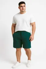 Short homme grande taille Tommylife, coupe décontractée, vert pin, cordon de serrage et poches - 81297
