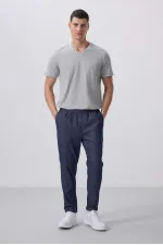 Tommylife Wholesale Standard Fit Woven Lightweight Stretch Chino Pants 82175 Denim Navy Blue