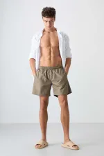 Tommylife Toptan Camel Belden Lastikli Standart Kalıp Erkek Deniz Şortu - 81237