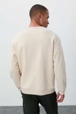 Sweat-shirt basique pour homme Tommylife Wholesale, col rond, coupe décontractée, couleur beige, référence 88418