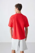 Tommylife Toptan O Yaka Oversize Basic Erkek T-Shirt 88341 Fiesta