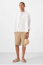 Short chino extensible léger, coupe standard, tissé, Tommylife Wholesale, beige foncé, référence 81289