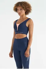 Bustier Tommylife Wholesale en tissu scuba imprimé indigo à blocs de couleur, coupe ajustée, pour femme - 97271