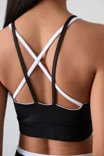 Tommylife Toptan Yüksek Bel Dar Paça Kadın Büstiyer Tayt Takım 95333 Siyah