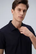 T-shirt polo bleu marine Tommylife pour homme, coupe confortable, texture douce - 88496