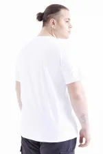 T-shirt homme Tommylife Wholesale blanc basique à manches courtes et col rond, grandes tailles - 88072