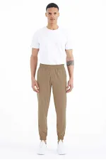 Tommylife Wholesale Beige Men's Basic Sweatpants with Pockets, Drawstring, Comfortable Fit, Elasticated Hem - 84826