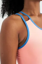 Débardeur de sport pour femme Tommylife, rose pâle, dos à double bretelle, coupe standard - 97258