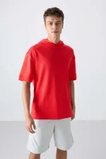 Tommylife Toptan Kapüşonlu Oversize Basic Erkek T-Shirt 88335 Fiesta