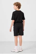 Ensemble short chino garçon Tommylife Wholesale en coton léger et extensible, coupe oversize, noir, réf. 11277
