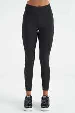 Leggings Tommylife pour femme, taille haute, coupe slim, en tissu scuba noir avec logo imprimé - 94627