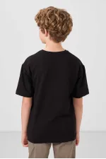 Tommylife Wholesale Cotton Soft Textured Oversize Basic Boys' T-Shirt 11297 Black