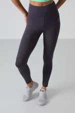 Tommylife Toptan Antrasit Yüksek Bel Toparlayıcı Slim Fit Dar Paça Kadın Tayt - 94011