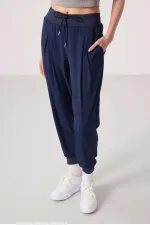 Pantalon Tommylife en polyester à poches, coupe standard, pour femme - 94677 Indigo