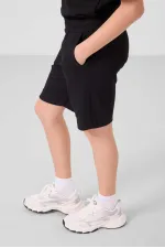 Ensemble short chino garçon Tommylife Wholesale en coton léger et extensible, coupe oversize, noir, réf. 11276