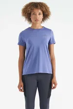 Tommylife Toptan Eflatun Sırt Yırtmaç Detaylı O Yaka Kısa Kollu Standart Kalıp Kadın T-Shirt - 97267