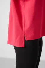 Tommylife Toptan O Yaka Oversize Basic Kadın T-Shirt 97285 Şeker Pembe