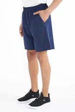 Tommylife Toptan İndigo Yan Cep Detaylı Lastikli Erkek Şort - 81238