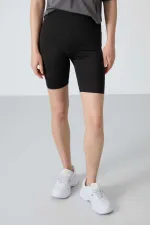 Tommylife Toptan Yüksek Bel Biker Kadın Tayt 91012 Siyah