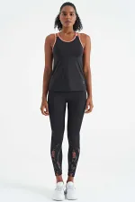 Débardeur de sport Tommylife Wholesale noir à double bretelle au dos, coupe standard, pour femme - 97258