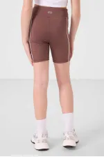 Tommylife Toptan Esnek Standart Fit Basic Performans Kız Çocuk Tayt 75189 Kahverengi