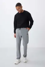 Pantalon de survêtement Tommylife Wholesale Gris chiné à cordon de serrage et poches, coupe classique standard, jambes longues - 84682