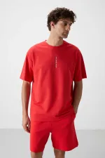 Tommylife Toptan O Yaka Oversize Baskılı Erkek T-Shirt 88368 Fiesta